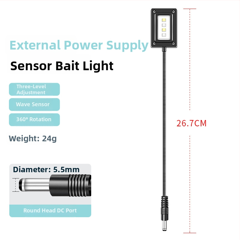 LED masalų lemputė su indukciniu maitinimu naktinei žvejybai – įkraunama, ABS korpusas