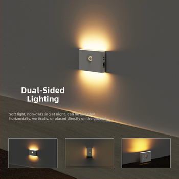 LED judesio jutiklio lemputė koridoriuje ir laiptinėse — naktinė šviesa su USB įkrovimu miegamojo kambaryje, šiuolaikiškas minimalistinis stilius, modelis 001, prekė Other, pradinis kiekis 1, sertifikatas: Nėra