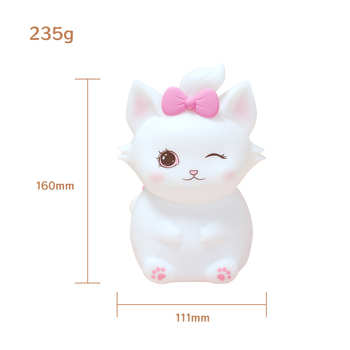 Silikoninė naktinė lempa su katės dizainu Tom's Dream Cat – įmontuota baterija, maksimali įtampa 36V, mygtukinis jungiklis; tinka miegamajam ar studijai.