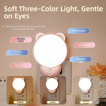 Naktinė lempa su išmaniu balsų valdymu miegamajam (ABS gaubtas, 220V, maitinimas iš kištukinės, išmanusis valdymas)