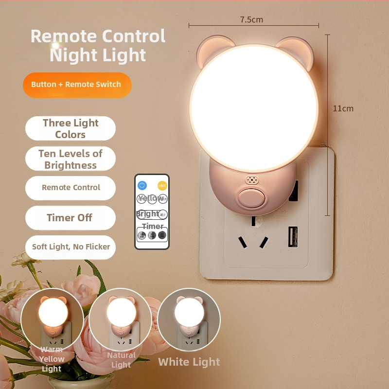 Naktinė lempa su išmaniu balsų valdymu miegamajam (ABS gaubtas, 220V, maitinimas iš kištukinės, išmanusis valdymas)