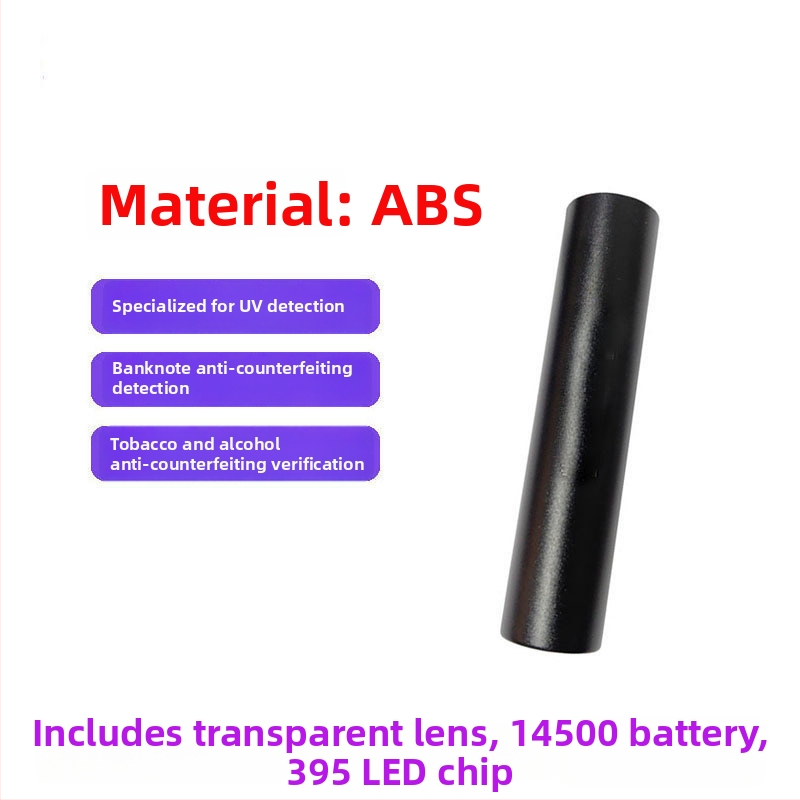 Įkraunama UV Wood's lemputė 365 nm su LED šviesa fluorescencijos aptikimui, aliuminio lydinio korpusas, 800 mAh baterija, įkroviklis įtrauktas