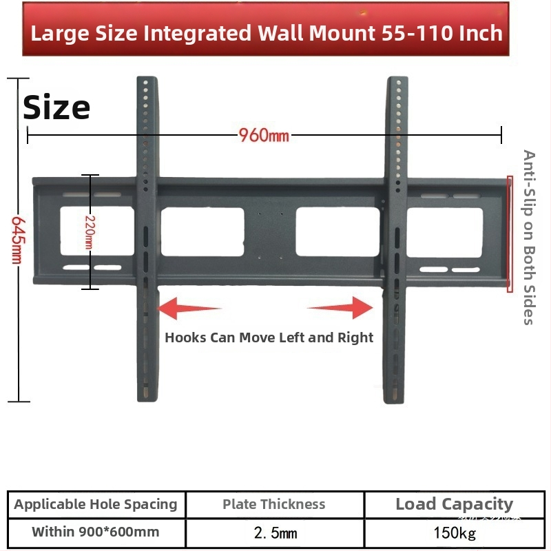 Integruotas televizoriaus sieninis laikiklis, universalus suderinamumas, modelis 3265, apkrovos talpa 5-10 kg
