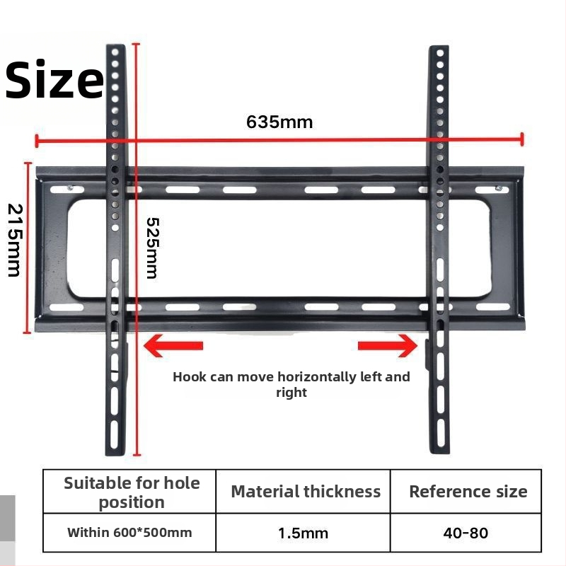 Integruotas televizoriaus sieninis laikiklis, universalus suderinamumas, modelis 3265, apkrovos talpa 5-10 kg