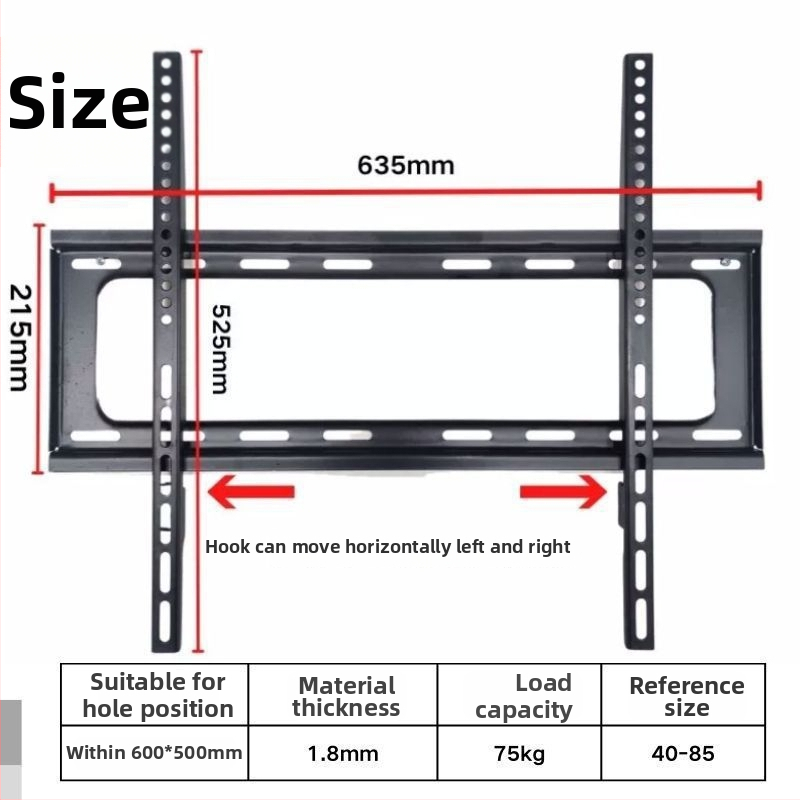 Integruotas televizoriaus sieninis laikiklis, universalus suderinamumas, modelis 3265, apkrovos talpa 5-10 kg