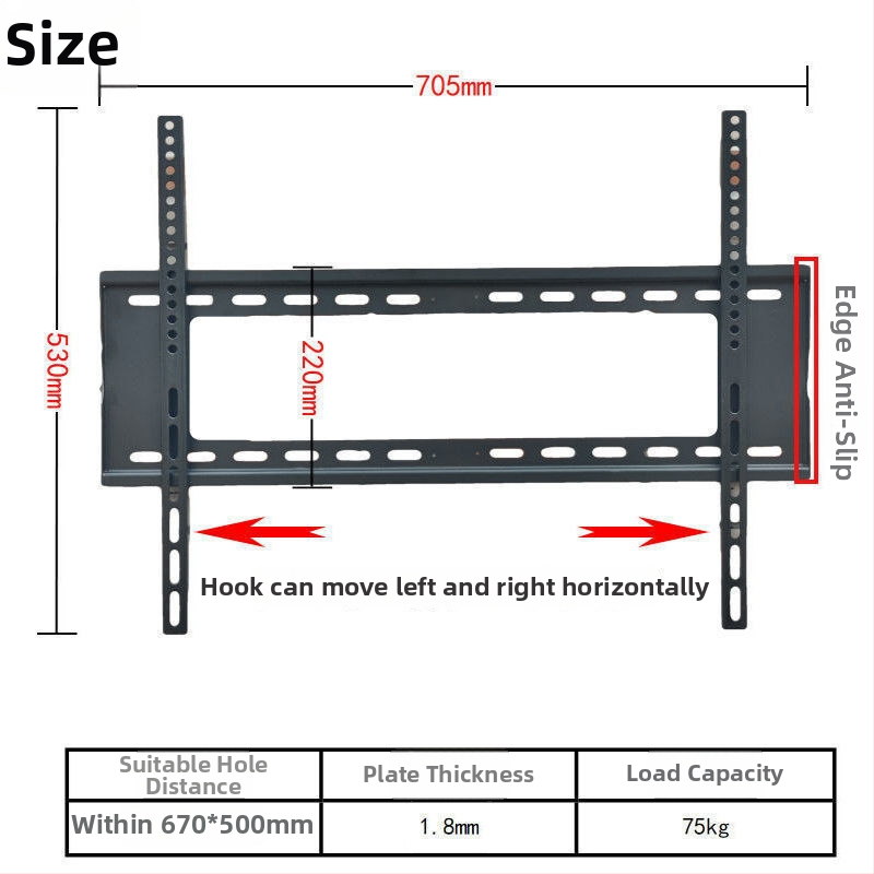 Integruotas televizoriaus sieninis laikiklis, universalus suderinamumas, modelis 3265, apkrovos talpa 5-10 kg