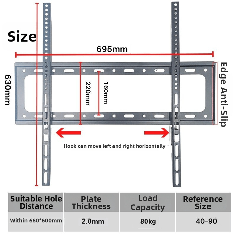 Integruotas televizoriaus sieninis laikiklis, universalus suderinamumas, modelis 3265, apkrovos talpa 5-10 kg