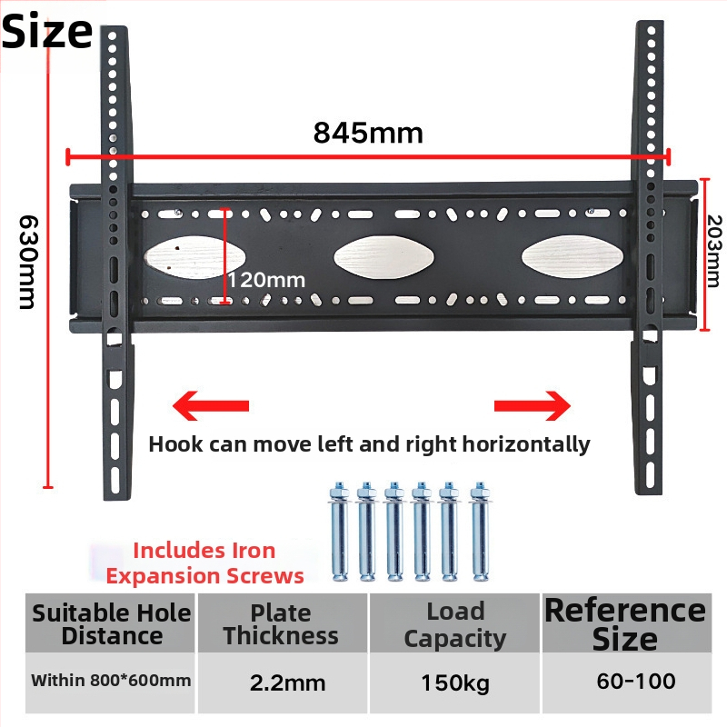 Integruotas televizoriaus sieninis laikiklis, universalus suderinamumas, modelis 3265, apkrovos talpa 5-10 kg
