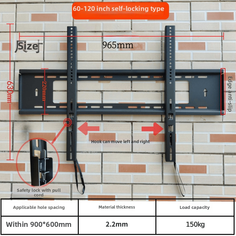 Integruotas televizoriaus sieninis laikiklis, universalus suderinamumas, modelis 3265, apkrovos talpa 5-10 kg
