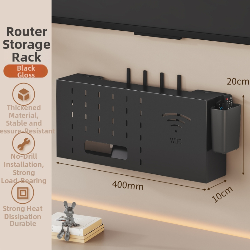 Solno Sieninis laikiklis set-top dėžutei ir maršrutizatoriui (anglies plienas, kabliuko tvirtinimas, 1 pakopa, daugiafunkcinis)
