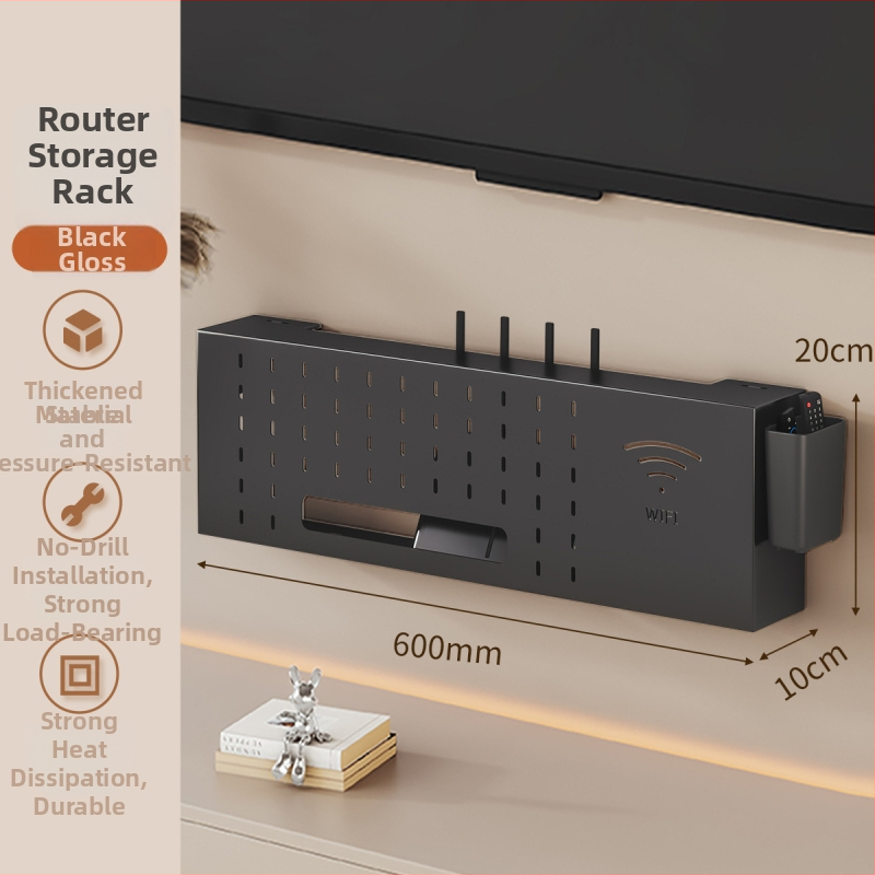 Solno Sieninis laikiklis set-top dėžutei ir maršrutizatoriui (anglies plienas, kabliuko tvirtinimas, 1 pakopa, daugiafunkcinis)