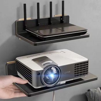 Sieninis daugiafunkcinis laikiklis projektoriui, maršrutizatoriui ir TV dėžei - be gręžimo, anglies plienas, paprastas modernus dizainas, vieno sluoksnio laikymas, tinkamas svetainei ir miegamajam