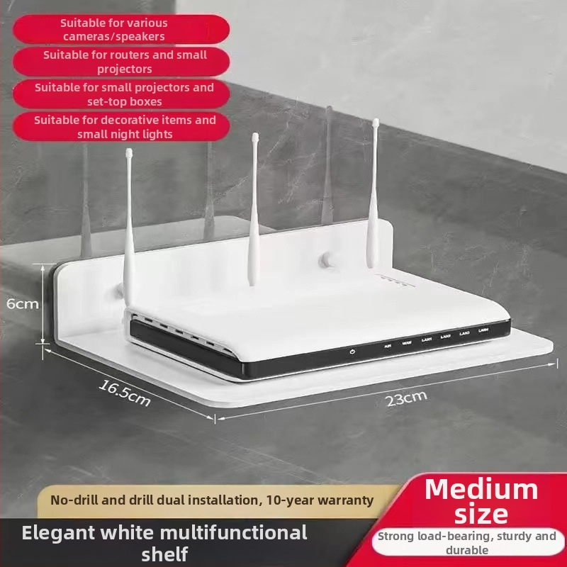 Sieninis daugiafunkcinis laikiklis projektoriui, maršrutizatoriui ir TV dėžei - be gręžimo, anglies plienas, paprastas modernus dizainas, vieno sluoksnio laikymas, tinkamas svetainei ir miegamajam