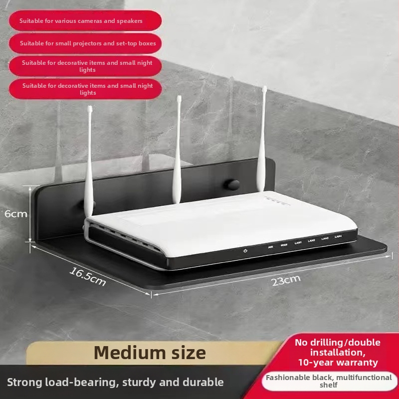 Sieninis daugiafunkcinis laikiklis projektoriui, maršrutizatoriui ir TV dėžei - be gręžimo, anglies plienas, paprastas modernus dizainas, vieno sluoksnio laikymas, tinkamas svetainei ir miegamajam