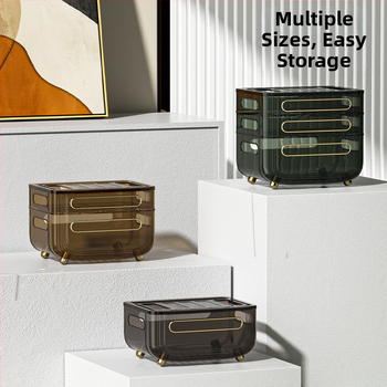 Routerio saugyklos dėžutė – 3 aukštų stalinis organizatorius maršrutizatoriui, modemiui ir set‑top dėžei, dulkių atsparus, plastikas, be montavimo ir gręžimo, šviesos prabangos stilius