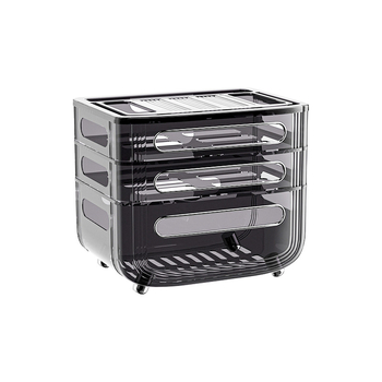 Routerio saugyklos dėžutė – 3 aukštų stalinis organizatorius maršrutizatoriui, modemiui ir set‑top dėžei, dulkių atsparus, plastikas, be montavimo ir gręžimo, šviesos prabangos stilius