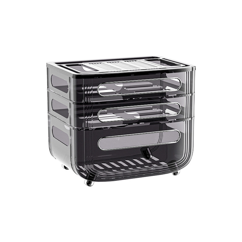 Routerio saugyklos dėžutė – 3 aukštų stalinis organizatorius maršrutizatoriui, modemiui ir set‑top dėžei, dulkių atsparus, plastikas, be montavimo ir gręžimo, šviesos prabangos stilius