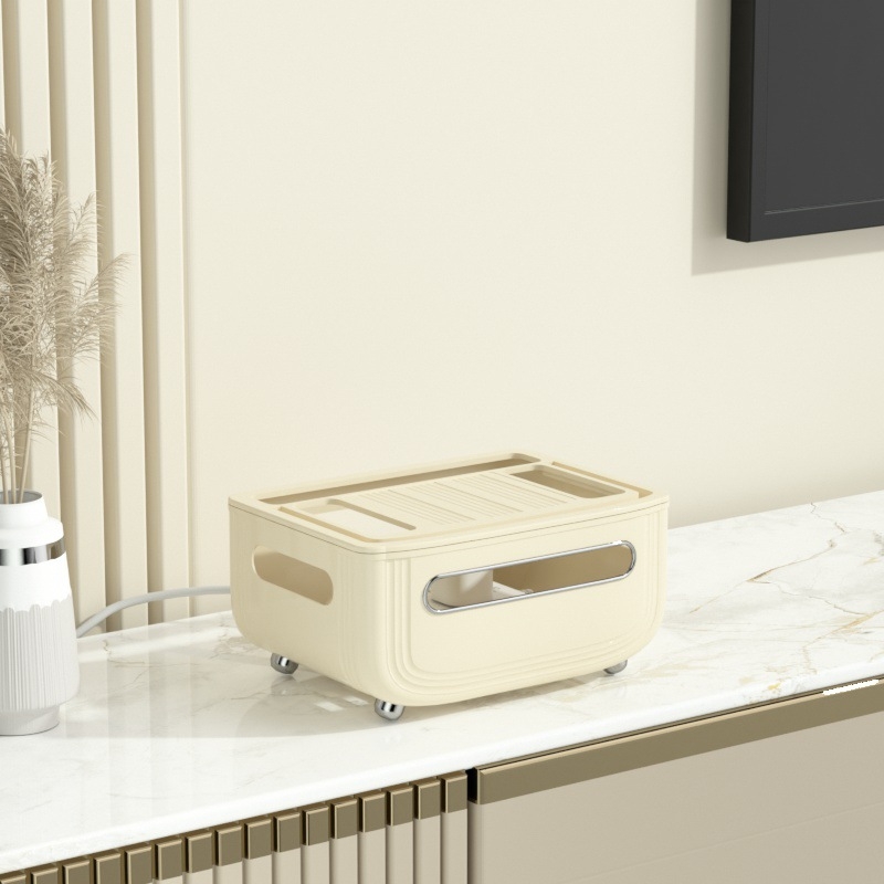 Routerio saugyklos dėžutė – 3 aukštų stalinis organizatorius maršrutizatoriui, modemiui ir set‑top dėžei, dulkių atsparus, plastikas, be montavimo ir gręžimo, šviesos prabangos stilius