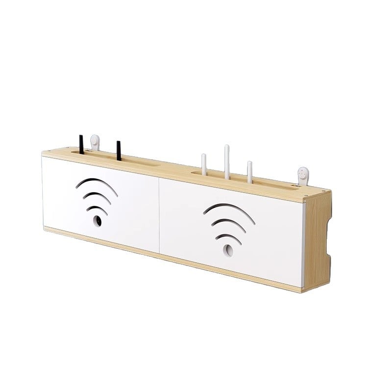 Medinis laikiklis WiFi maršrutizatoriui ir TV dėžei | be gręžimo, 1 sluoksnis, svetainės organizavimui