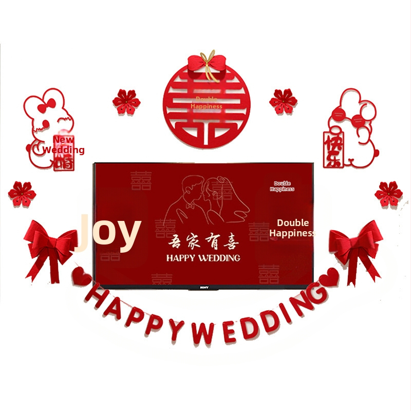 Svinību sienas dekors no nešķiedētā auduma ar Xi zīmi – dzīvojamajai istabai un guļamistabai, zīmols Aili Sha, kods 0178