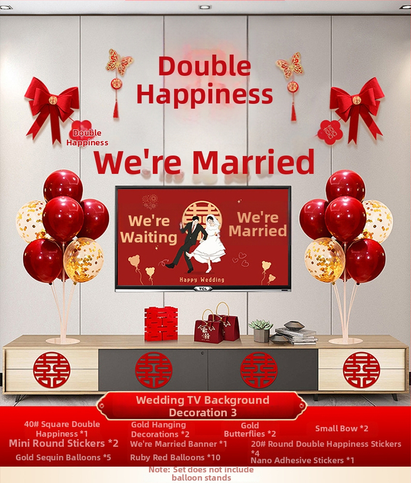 Vestuvinė sieninė dekoracija iš nepluošto audinio – Xi ženklas, skirta svetainei ir miegamajam, prekinis ženklas Aili Sha, kodas 0178