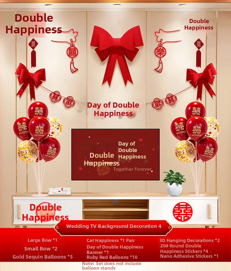 Vestuvinė sieninė dekoracija iš nepluošto audinio – Xi ženklas, skirta svetainei ir miegamajam, prekinis ženklas Aili Sha, kodas 0178