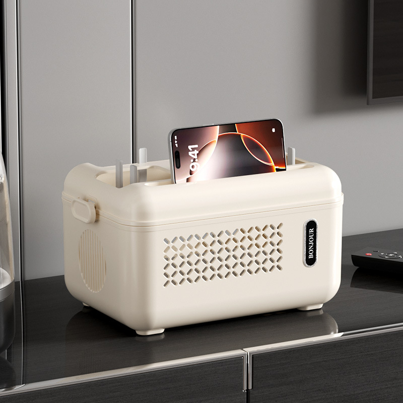 Stalo laikymo lentyna – plastikinė, 4 sluoksniai, stalinis montavimas, modernus minimalistinis stilius, organizavimui