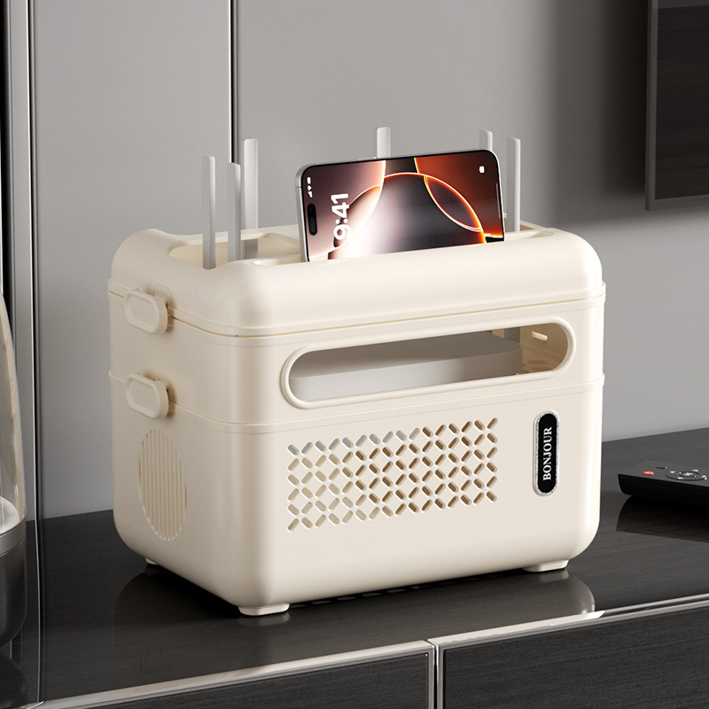 Stalo laikymo lentyna – plastikinė, 4 sluoksniai, stalinis montavimas, modernus minimalistinis stilius, organizavimui