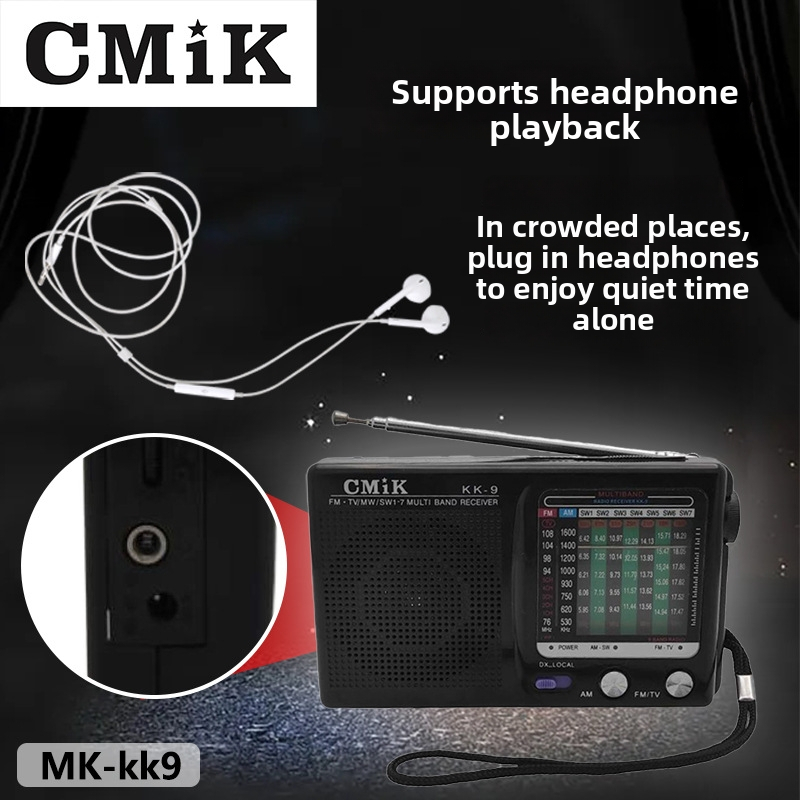 Portatīvais radiokāls vecākiem ar iebūvētu skaļruni, manuālu uztveri, mono skaņa, MP3 atbalsts, akumulatora jauda zem 1000 mAh