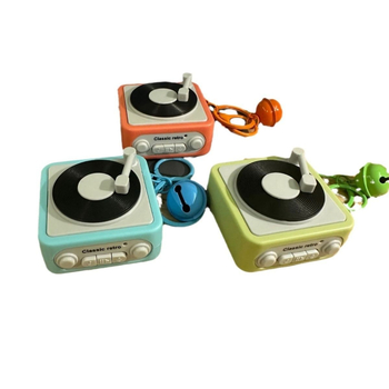 Mini retro gramofono muzikos dėžutė – plastikas, raktų pakabukas, šiuolaikiškas minimalistinis dizainas, dovana