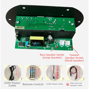 Bluetooth stiprintuvo plokštė subwoofer'iui – 25W, 12/24/220V, namų ir automobilių naudojimui