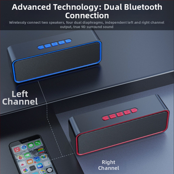 Belaidė Bluetooth kolonėlė su subwooferiu, Bluetooth 5.0, 6W, IPX7, 100Hz-20kHz dažnių diapazonas, atminties kortelės lizdas