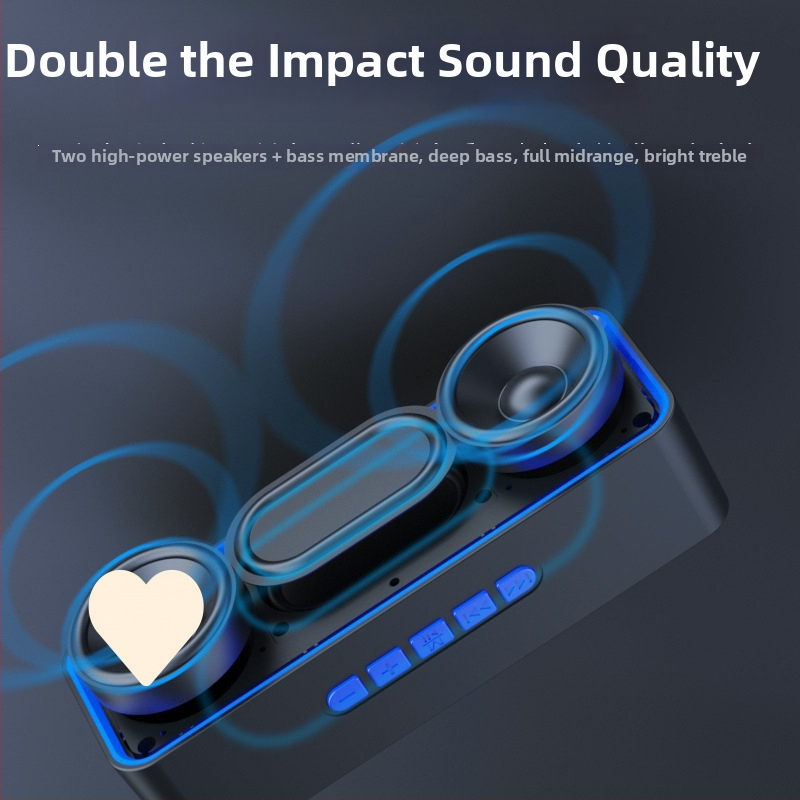 Belaidė Bluetooth kolonėlė su subwooferiu, Bluetooth 5.0, 6W, IPX7, 100Hz-20kHz dažnių diapazonas, atminties kortelės lizdas