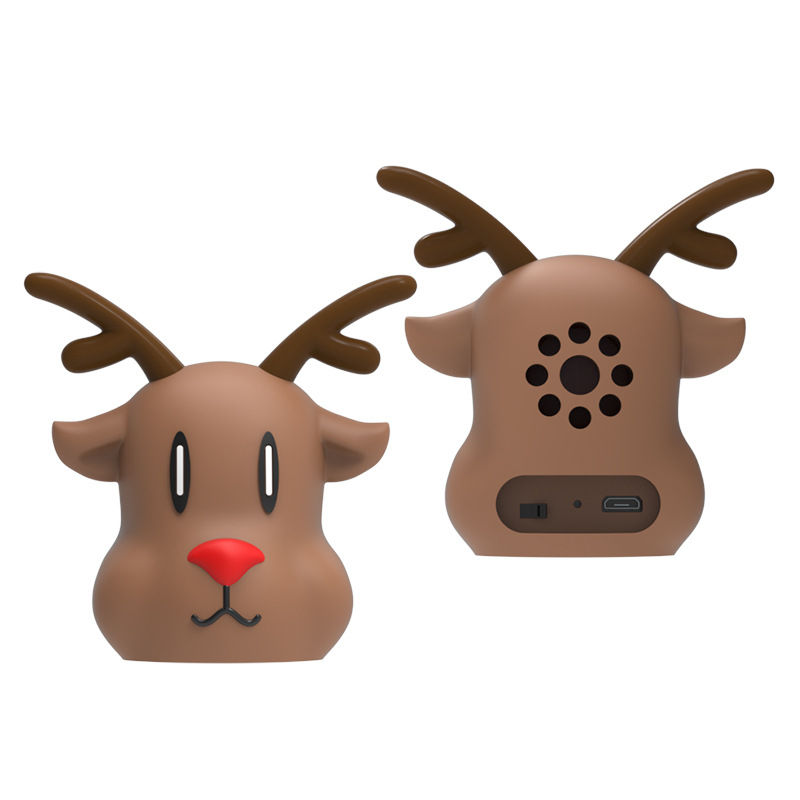 Boxă Bluetooth cu desene de Crăciun, Moș Crăciun și ren mic – Bluetooth 5.0, rază 10 m, răspuns în frecvență 100 Hz–20 kHz, SNR ≥75 dB, baterie încorporată 230 mAh