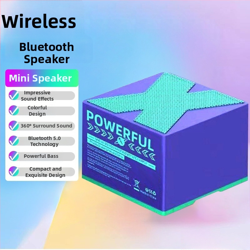 Bluetooth pārnēsājamais skaļrunis – Bluetooth 5.0 – Izvades jauda 5W – Darbības diapazons līdz 10 m – Iebūvēta baterija 300–500 mAh – SNR ≥ 70 dB