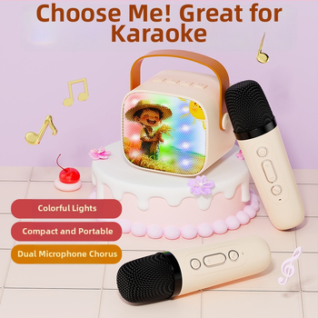 „Bluetooth“ karaoke mikrofonas garsiakalbis su įdiegtu akumuliatoriumiu, 5W galia, Bluetooth 5.3, 100 Hz–20 kHz dažnių atsakas, SNR ≥70 dB