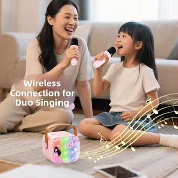 „Bluetooth“ karaoke mikrofonas garsiakalbis su įdiegtu akumuliatoriumiu, 5W galia, Bluetooth 5.3, 100 Hz–20 kHz dažnių atsakas, SNR ≥70 dB