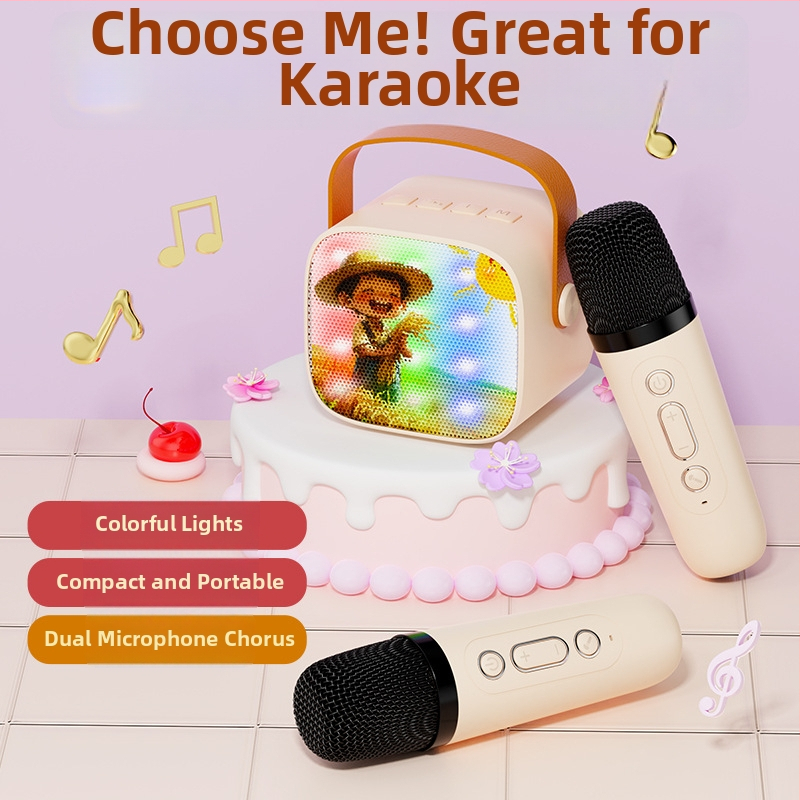 „Bluetooth“ karaoke mikrofonas garsiakalbis su įdiegtu akumuliatoriumiu, 5W galia, Bluetooth 5.3, 100 Hz–20 kHz dažnių atsakas, SNR ≥70 dB