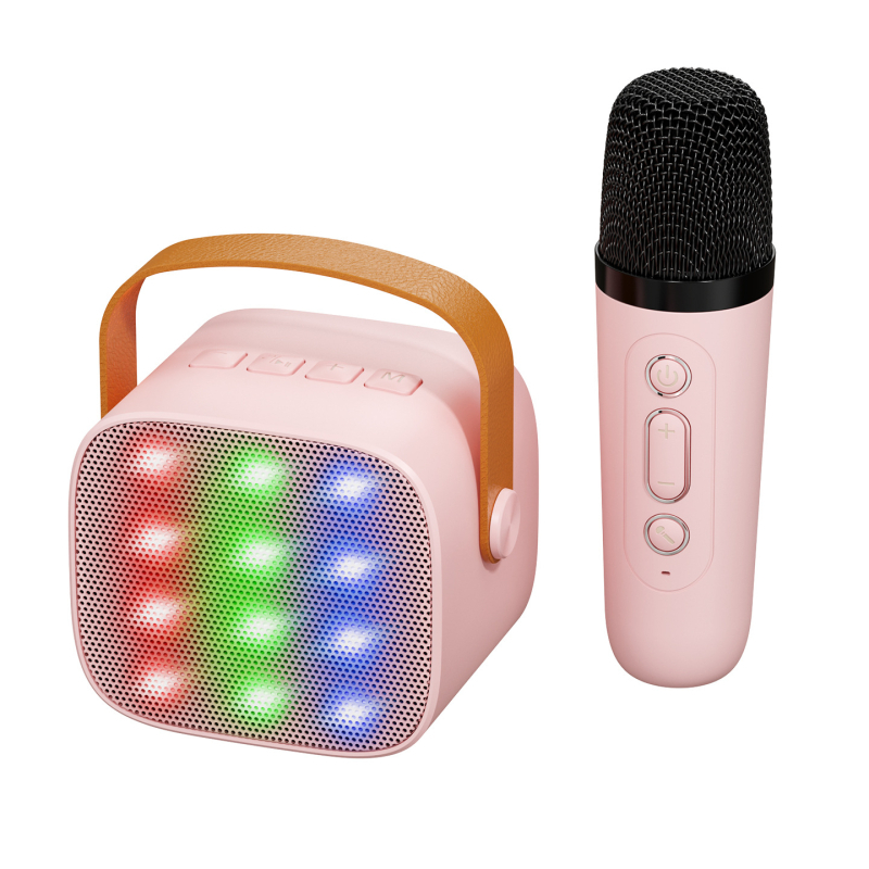 „Bluetooth“ karaoke mikrofonas garsiakalbis su įdiegtu akumuliatoriumiu, 5W galia, Bluetooth 5.3, 100 Hz–20 kHz dažnių atsakas, SNR ≥70 dB