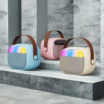 Vaikams skirtas Bluetooth karaoke garsiakalbis su mikrofonu, kompakti bevielis garsiakalbis, Bluetooth 5.3, 5W, dažnis 100 Hz–20 kHz, įmontuota baterija 800–1000 mAh, veikimo atstumas 5 m