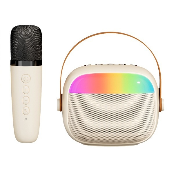 Vaikams skirtas Bluetooth karaoke garsiakalbis su mikrofonu, kompakti bevielis garsiakalbis, Bluetooth 5.3, 5W, dažnis 100 Hz–20 kHz, įmontuota baterija 800–1000 mAh, veikimo atstumas 5 m