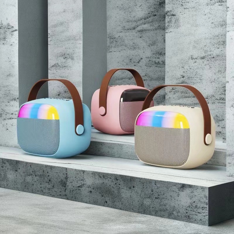 Vaikams skirtas Bluetooth karaoke garsiakalbis su mikrofonu, kompakti bevielis garsiakalbis, Bluetooth 5.3, 5W, dažnis 100 Hz–20 kHz, įmontuota baterija 800–1000 mAh, veikimo atstumas 5 m