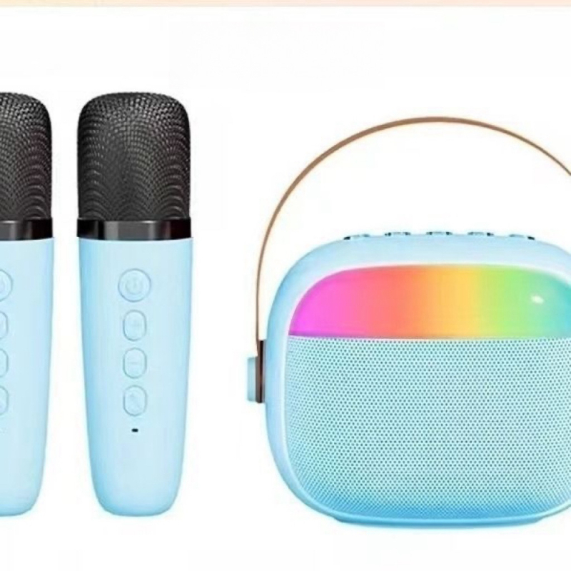 Vaikams skirtas Bluetooth karaoke garsiakalbis su mikrofonu, kompakti bevielis garsiakalbis, Bluetooth 5.3, 5W, dažnis 100 Hz–20 kHz, įmontuota baterija 800–1000 mAh, veikimo atstumas 5 m
