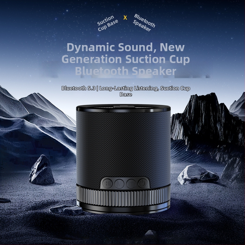 Kompakti Bluetooth garsiakalbis su siurbimo kilpeli – aukštas garso lygi, gilus basas, Bluetooth 5.3, įmontuota baterija 300–500 mAh, 5W, dažnių diapazonas 100 Hz–20 kHz, veikimo nuotolis 10 m