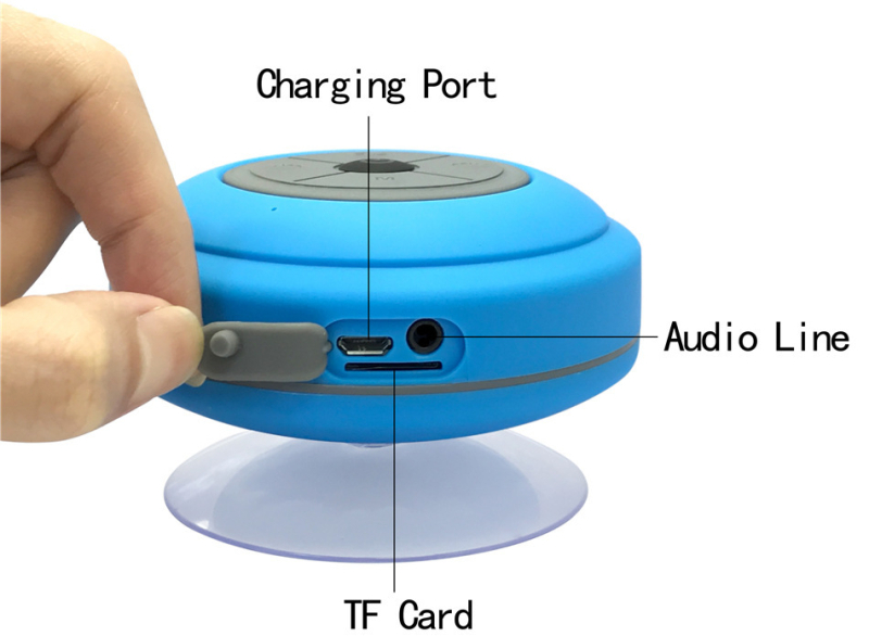 „Bluetooth“ garsiakalbis su siurbtuko kilpa, LED, IPX4 atsparus vandeniui, BT 5.0, 3W galia