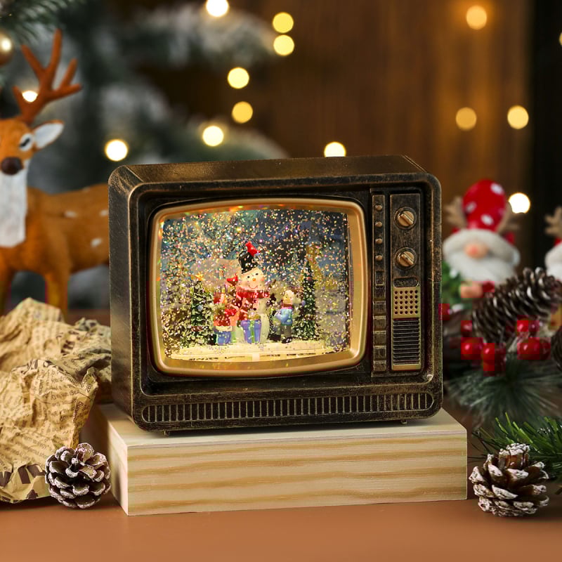 Nothing televizijos formos Kalėdinė muzikos dėžutė, naktinė lempa, dekoracija su sniego efektu