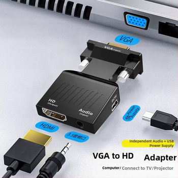 Auksu dengtas HDMI/VGA/HDMI keitiklis — adapteris, HDMI-B sąsaja, Converter modelis, energijos valdymas palaikomas, nuotolinis pažadinimas nepalaikomas