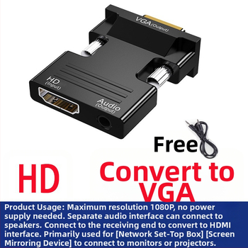 Auksu dengtas HDMI/VGA/HDMI keitiklis — adapteris, HDMI-B sąsaja, Converter modelis, energijos valdymas palaikomas, nuotolinis pažadinimas nepalaikomas