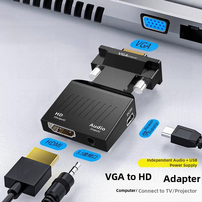 Kullatud HDMI/VGA/HDMI muundur — adapter, HDMI-B liides, Converter mudel, voolu haldamine toetatud, kaugkäivitust ei toetata