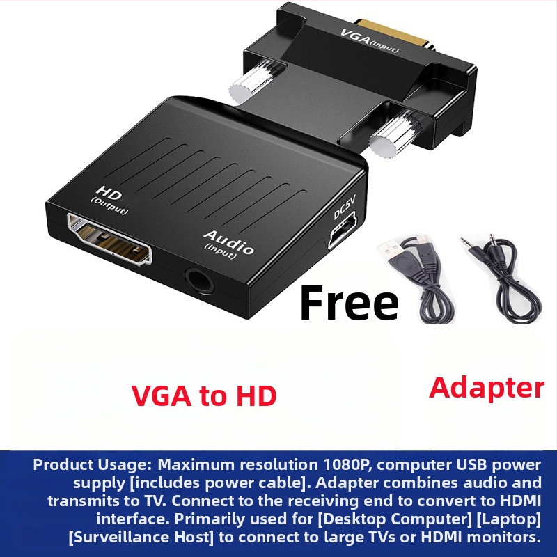 Kullatud HDMI/VGA/HDMI muundur — adapter, HDMI-B liides, Converter mudel, voolu haldamine toetatud, kaugkäivitust ei toetata